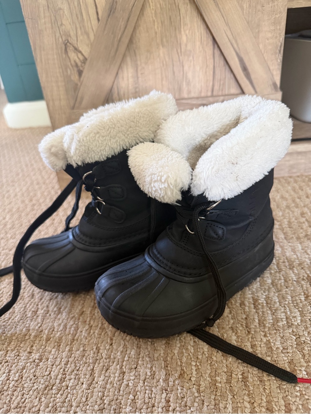 Nautica Black Winter Snow Boots with Faux Fur Collar size 11 toddler